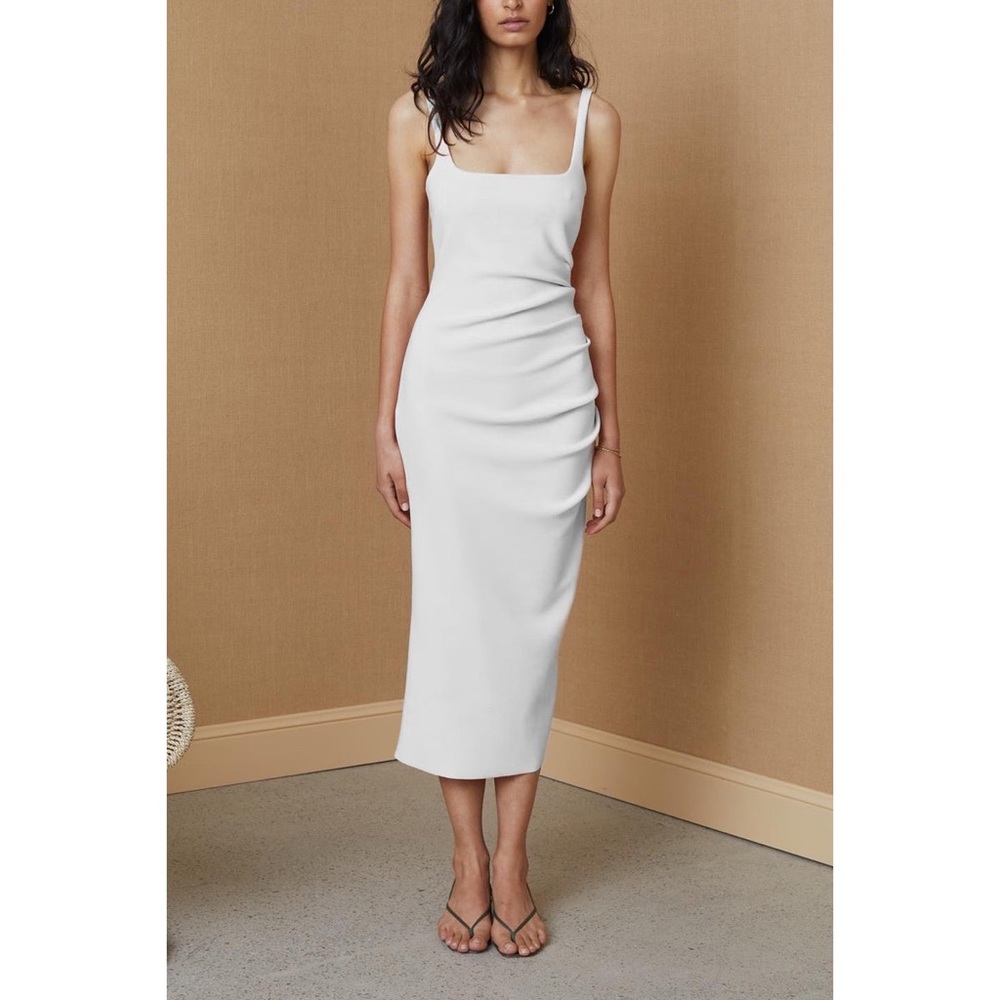 Bec + bridge  KARINA TUCK MIDI DRESS IVORY